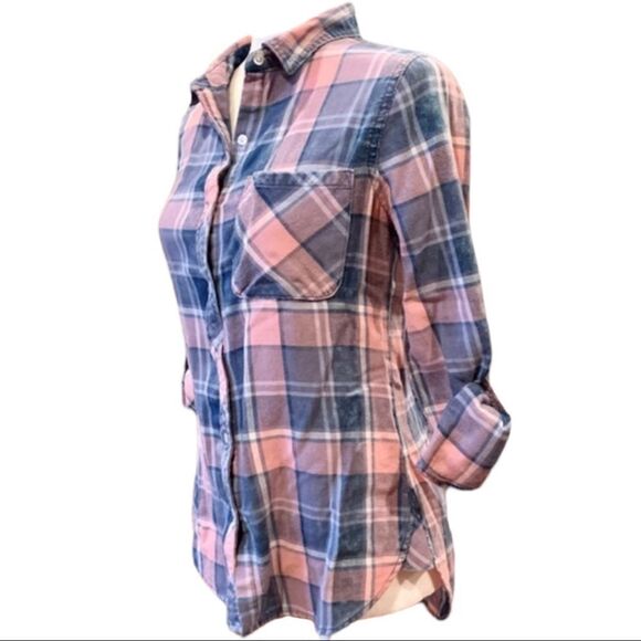 NEW Kenneth Cole Reaction Flannel Roll Tab Sleeves Button Down Shirt Sz S - Picture 5 of 10